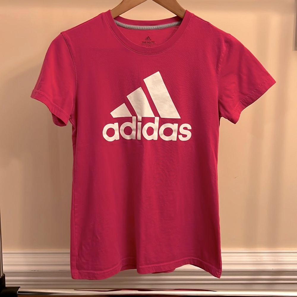 Adidas, women’s small/petite, pink shirt.